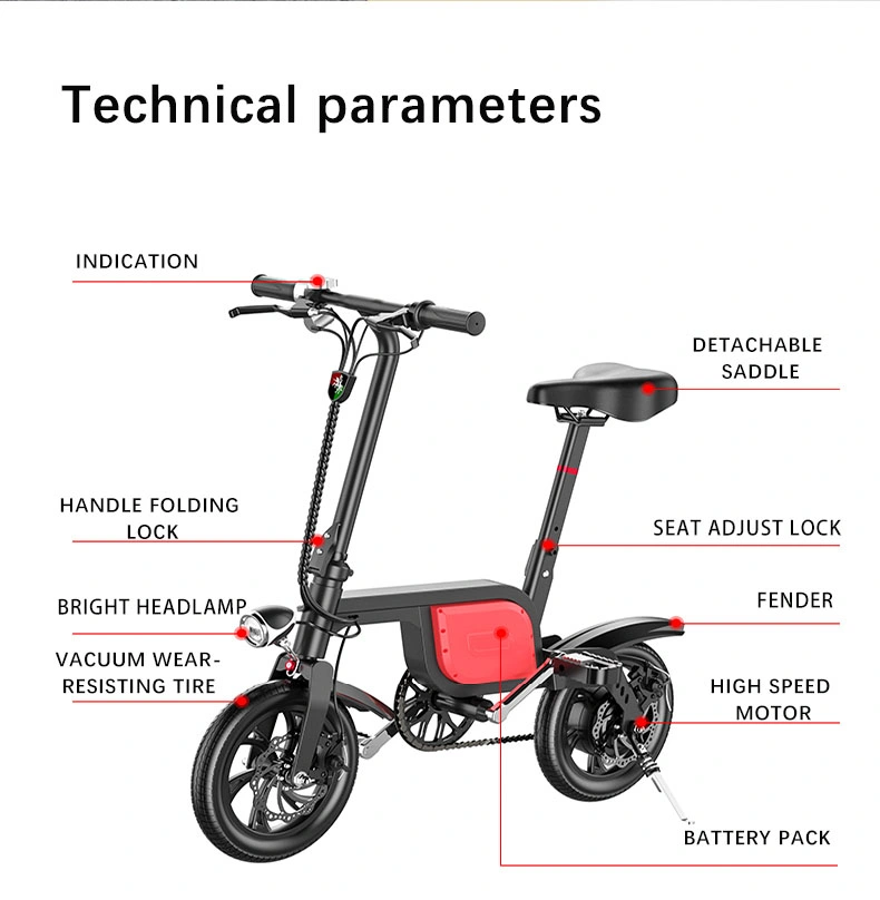 Ebike 12inch 36V 250W Electric Moped Sepeda Listrik Adult Scootor Electric Moped Sepeda Listrik with Comfort Seat